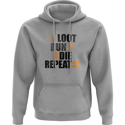 PUBG mikina Loot Run Die Repeat šedá