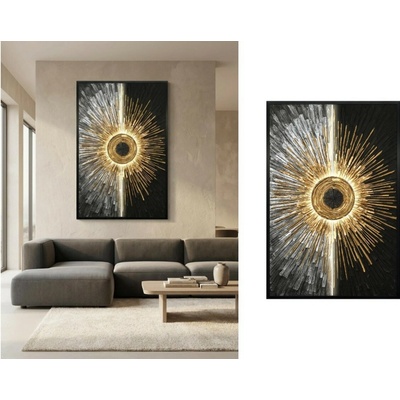 Moderný obraz na stenu GOLDEN SUN - Svietiaci obraz s LED podsvietením 83 × 123 cm