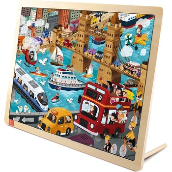 Image 1 of Toi World Детски дървен пъзел Toi World - Градски транспорт, 100 части (TWTP011)