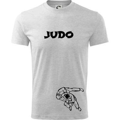 Judo nápis postavy tričko dětské bavlněné světlešedý melír