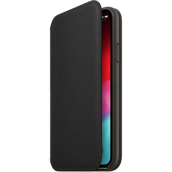 Apple Leather Folio Case - оригинален кожен (естествена кожа) калъф за iPhone XS (черен)