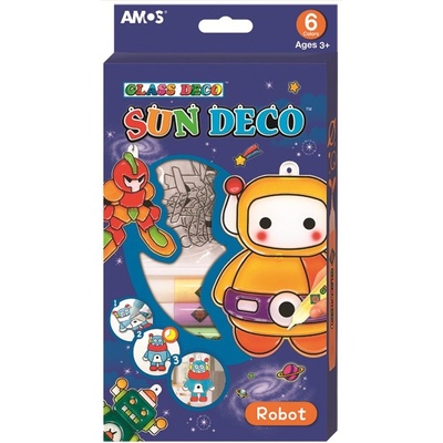 Amos Robot barvy na sklo sada 6 barev x 10,5 ml + 6 sklíček