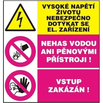 Vysoké napětí životu nebezpečno dotýkat se el. zařízení - Nehas