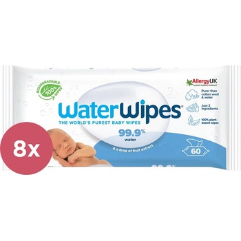 WATERWIPES Vlhčené obrúsky bez obsahu plastov 8 x 60 ks