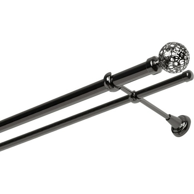 OK-GarnýžeCY Garnýž kovová dvouřadá 25/16mm Koule retro onyx 320 cm do stěny / na tunýlek - bez kroužků