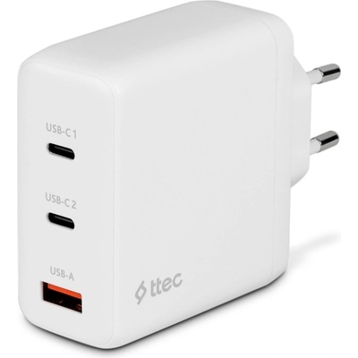 Ttec Зарядно 220V ttec SmartCharger Trio GAN 120W PD Travel Fast Charger 2 USB-C+USB-A -Бяло