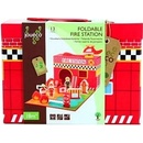 Johntoys Dřevěná hasičská stanice s příslušenstvím v kufříku