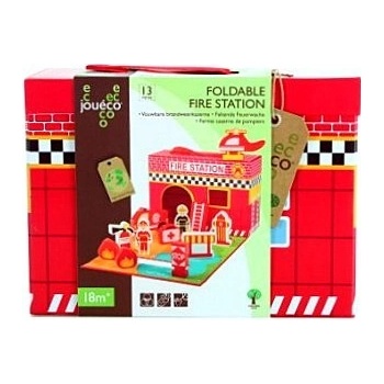 Johntoys Dřevěná hasičská stanice s příslušenstvím v kufříku