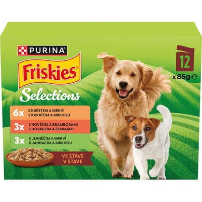 Friskies Adult hovězí kuře jehněčí ve šťávě 12 x 85 g