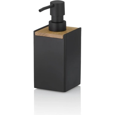 Kela Диспенсър за течен сапун kela cube с дървен елемент - 300 мл - черен (kela 23689)