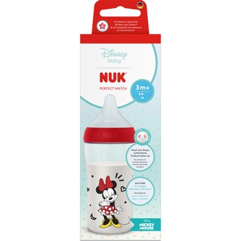 Nuk Perfect Match Шише РР 260мл. със силиконов биберон за хранене M, 3+ мес. Мини, червено (10216336)