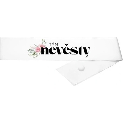 Šerpa s potiskem Květinová šerpa tým nevěsty pivoňky a eukalyptus Bílá jednotná
