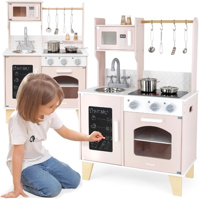 Viga PolarB dřevěná kuchyňka se světlem a zvukem + příslušenství růžová – Hledejceny.cz