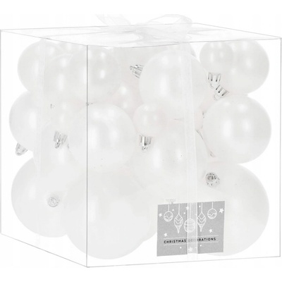 SPRINGOS Vianočné gule mix 4 5 6 7 8 cm perleťovo biele 37-dielna sada