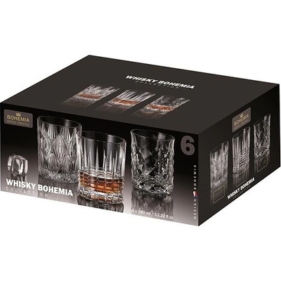 BOHEMIA ROYAL CRYSTAL Sklenice Bohemia whisky mix dekorů 6 x 350 ml