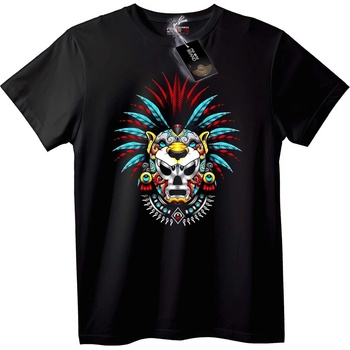NOONEBRAND Тениска с племенно перо и череп - 2XL, Black