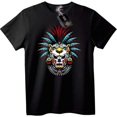 NOONEBRAND Тениска с племенно перо и череп - 2XL, Black