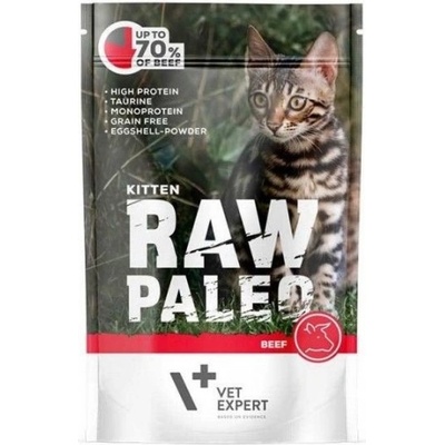 VetExpert Raw Paleo Cat Kitten Beef - пауч за подрастващи котки, без зърно, с говеждо месо, 100 гр, Vet Expert - Полша