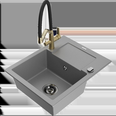 Enzo гранитна кухненска мивка с 1 басейн с оцеждач и кухненски (6506-71-671701-57-B)