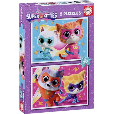 Educa Детски пъзел Educa от 2 x 20 части - Супер котета (EDU20340)