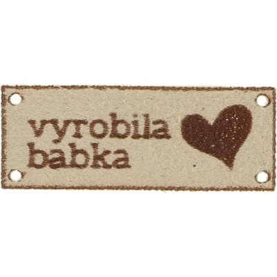 Štítok Vyrobila Babka svetlohnedý 3,2 x 1,1 cm
