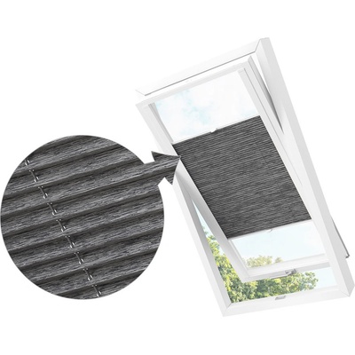 Zebra-shop Zastiňující roleta Plissé pro střešní okno Grafit melír PD309 Velux MK04 bílá