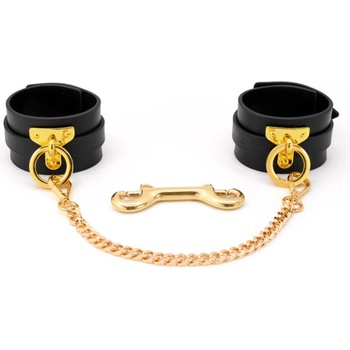 SuperLove Deluxe Leather Handcuffs Black-Gold
