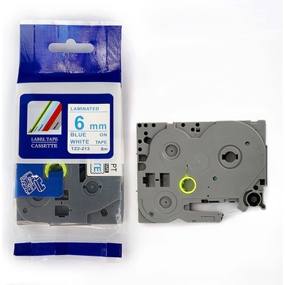 Compatible Съвместима лента с Brother TZ-213 / TZe-213, 6mm x 8m, син шрифт / бял фон (TZe213)