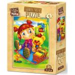Art Puzzle Дървен пъзел Art Puzzle от 16 части - Момиченце и меченце (5855) - ozone