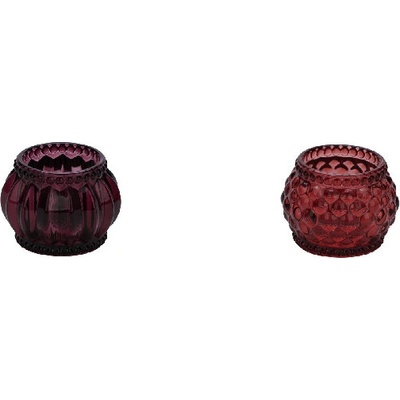 Svícen na čajovou svíčku, červená, 6,5x8cm, balení obsahuje 2 kusy! (DOPRODEJ)|Ego Dekor