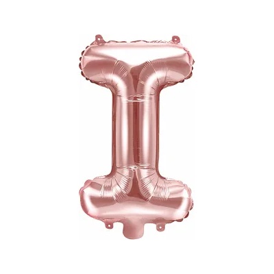 PartyDeco Балон от фолио Mini - Буква I 35см розово златен