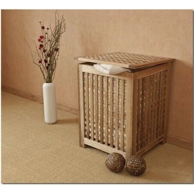 Koš na prádlo, prádelní truhla z masivního ořechového dřeva s vnitřním plátěným sáčkem. Rozměry:42x42x60cm. – Zbozi.Blesk.cz