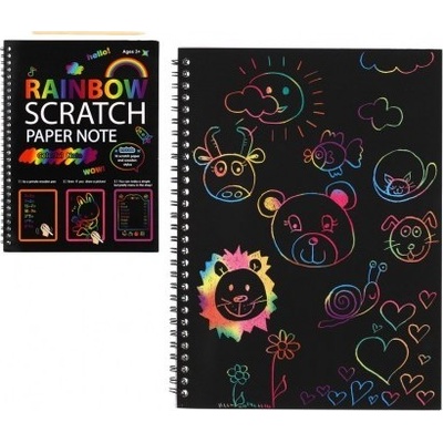 Teddies Škrabací Vyškrabovací notes duhový 10 listov v sáčku 20x26cm