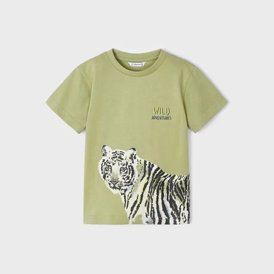 MAYORAL Тениска с къс ръкав wild с тигър за момче Майорал в зелено