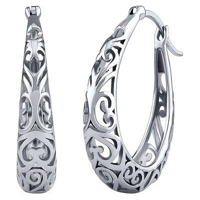 Silvego Strieborné náušnice kruhy Muriel s antickým vzorom JJJ1492E