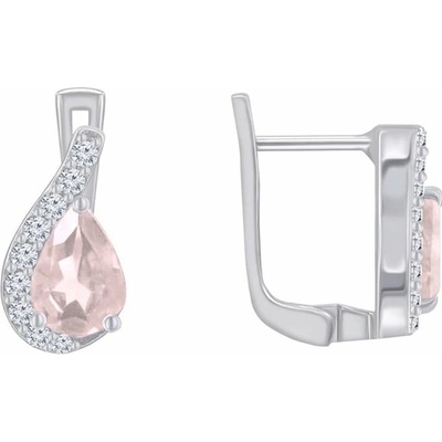 Eppi Strieborné náušnice s morganitmi a zirkónmi Fenno E40166