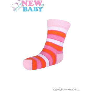 New Baby dětské ponožky s širokým pruhem bílo-růžové