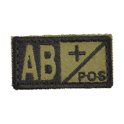 MILITARY RANGE Nášivka krvná skupina AB POZ VELCRO OLIV