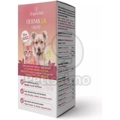 OrganoVet Derma LA - хранителна добавка под формата на масло за кожни проблеми при кучета и котки 30 мл