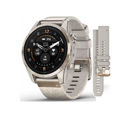 Garmin Epix PRO (Gen 2) Sapphire 42mm Soft gold / Cream Heathered nylon band Premium 010-02802-20