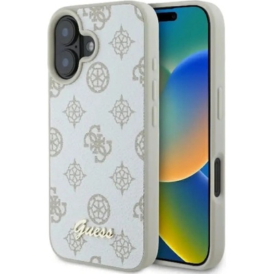 GUESS Калъф Guess Peony Script Logo MagSafe за iPhone 16 - бял (3666339345563)