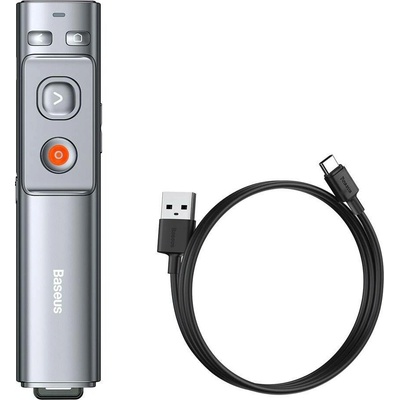 Laserový prezentér Baseus Orange Dot pro prezentaci na PC s vestavěnou baterií v šedé barvě (WKCD000013)