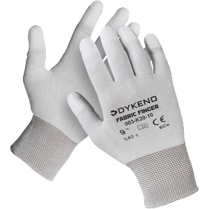 DYKENO fabric finger 003-k20 / Ръкавици с текстилно покритие - бели 8 (003-k20-08)