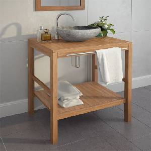 vidaXL Шкаф за баня, тиково дърво масив, 74x45x75 см (246492)