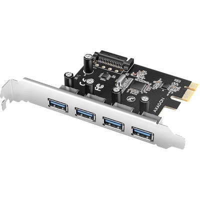 AXAGON PCEU-430RS PCIe card - 4x USB 5Gbps port, SATA power, Renesas PD720201, SP (PCEU-430RS)