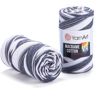 Yarn Art Macrame Cotton VR 910 bílá, šedá