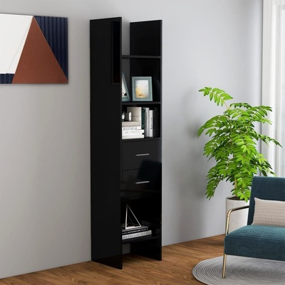 Knihovna černá s vysokým leskem 40x35x180 cm dřevotříska 803405