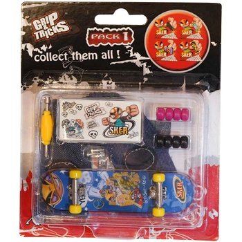 Grip & Tricks Играчка за пръсти Skateboard, син, с емоджи (GT-FSO-M107)