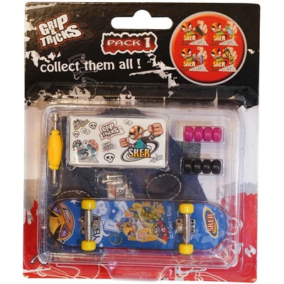 Grip & Tricks Играчка за пръсти Skateboard, син, с емоджи (GT-FSO-M107)