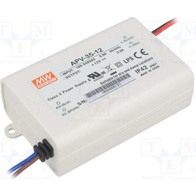 MEAN WELL APV-35-12 Napájecí zdroj: spínaný; LED; 36W; 12VDC; 3A; 90÷264VAC; 127÷370VDC